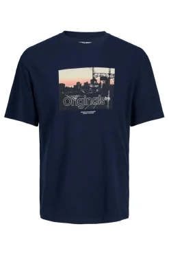 Jack & Jones T-Shirt De Manga Curta Print Foto Marinho Clearance