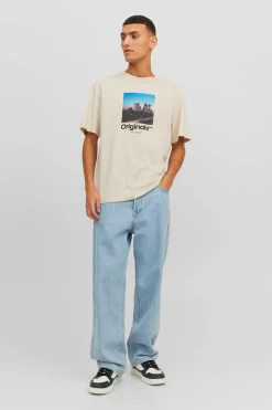 Jack & Jones T-Shirt De Manga Curta Print Foto Cinza Hot