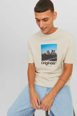 Jack & Jones T-Shirt De Manga Curta Print Foto Cinza Hot