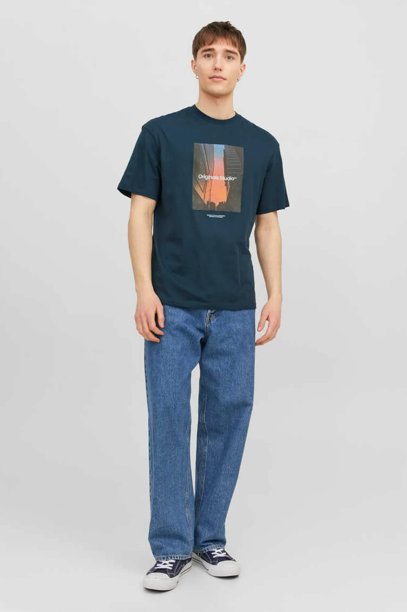 Jack & Jones T-Shirt De Manga Curta Print Foto Azul Clearance