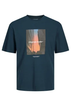 Jack & Jones T-Shirt De Manga Curta Print Foto Azul Clearance