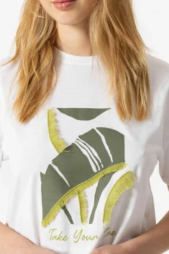 Tiffosi T-Shirts-T-Shirt Estampada Frontal Com Franjas