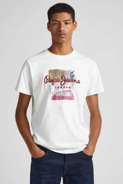 Pepe Jeans T-Shirt Estampado Puff Cru Outlet