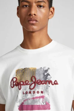 Pepe Jeans T-Shirt Estampado Puff Cru Outlet
