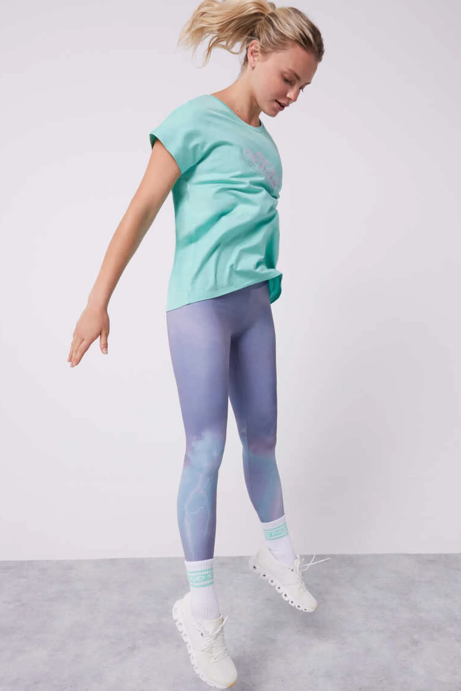 Dash and Stars T-Shirts-T-Shirt Fluida Modal Turquesa