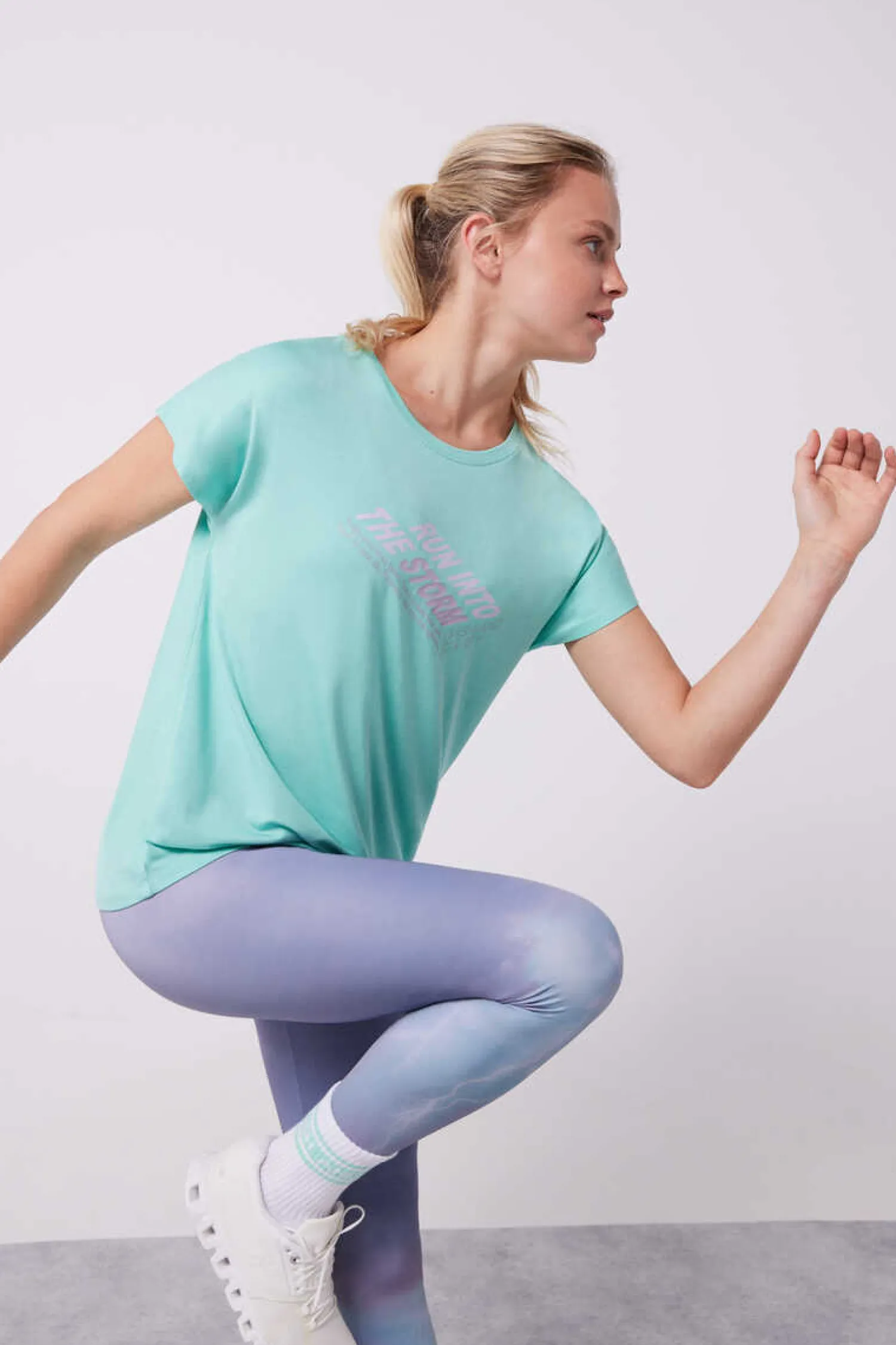 Dash and Stars T-Shirts-T-Shirt Fluida Modal Turquesa