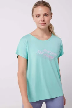 Dash and Stars T-Shirts-T-Shirt Fluida Modal Turquesa