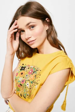 Springfield T-Shirts-T-Shirt Franzidos Ombros Cordao