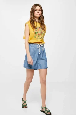 Springfield T-Shirts-T-Shirt Franzidos Ombros Cordao