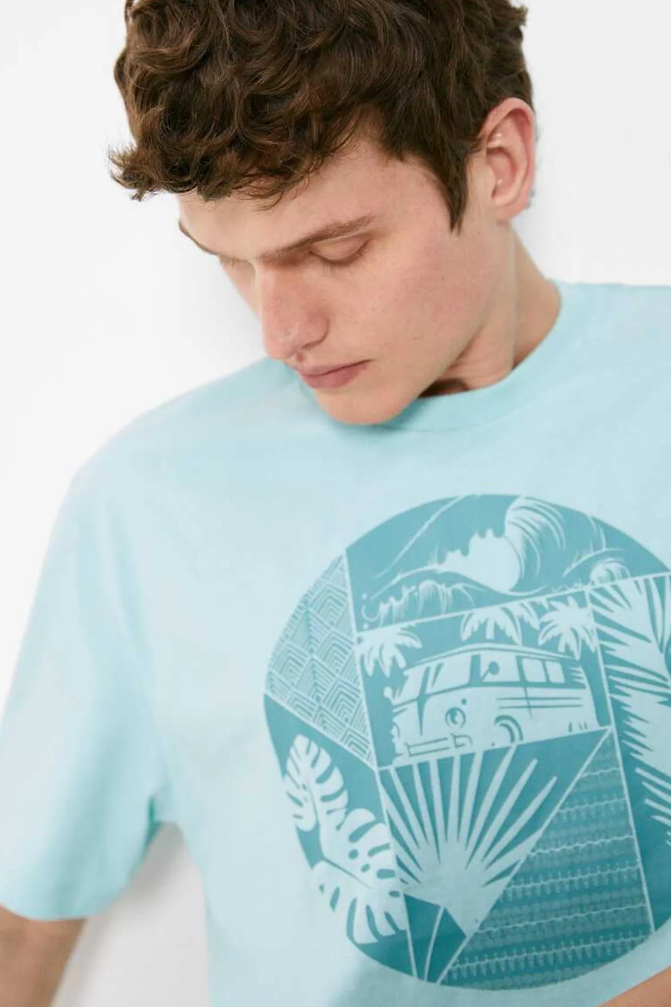 Springfield T-Shirt Geometric Van Turquesa Hot