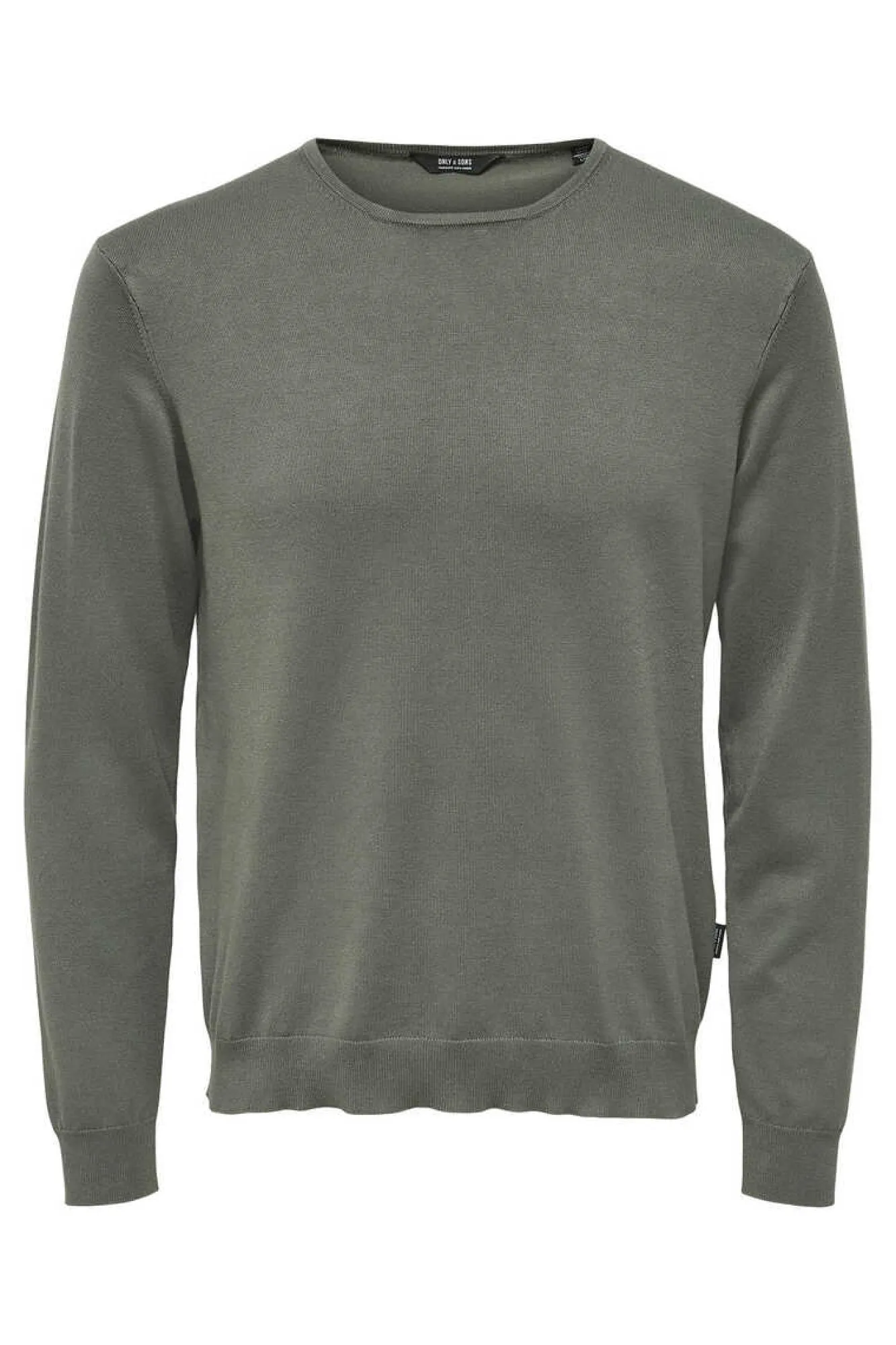 Only & Sons T-Shirt Gola Caixa Malha Leve Caqui Escuro Outlet