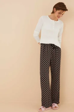 Women'secret Pijamas-T-Shirt Manga Comprida Branca 100% Algodao