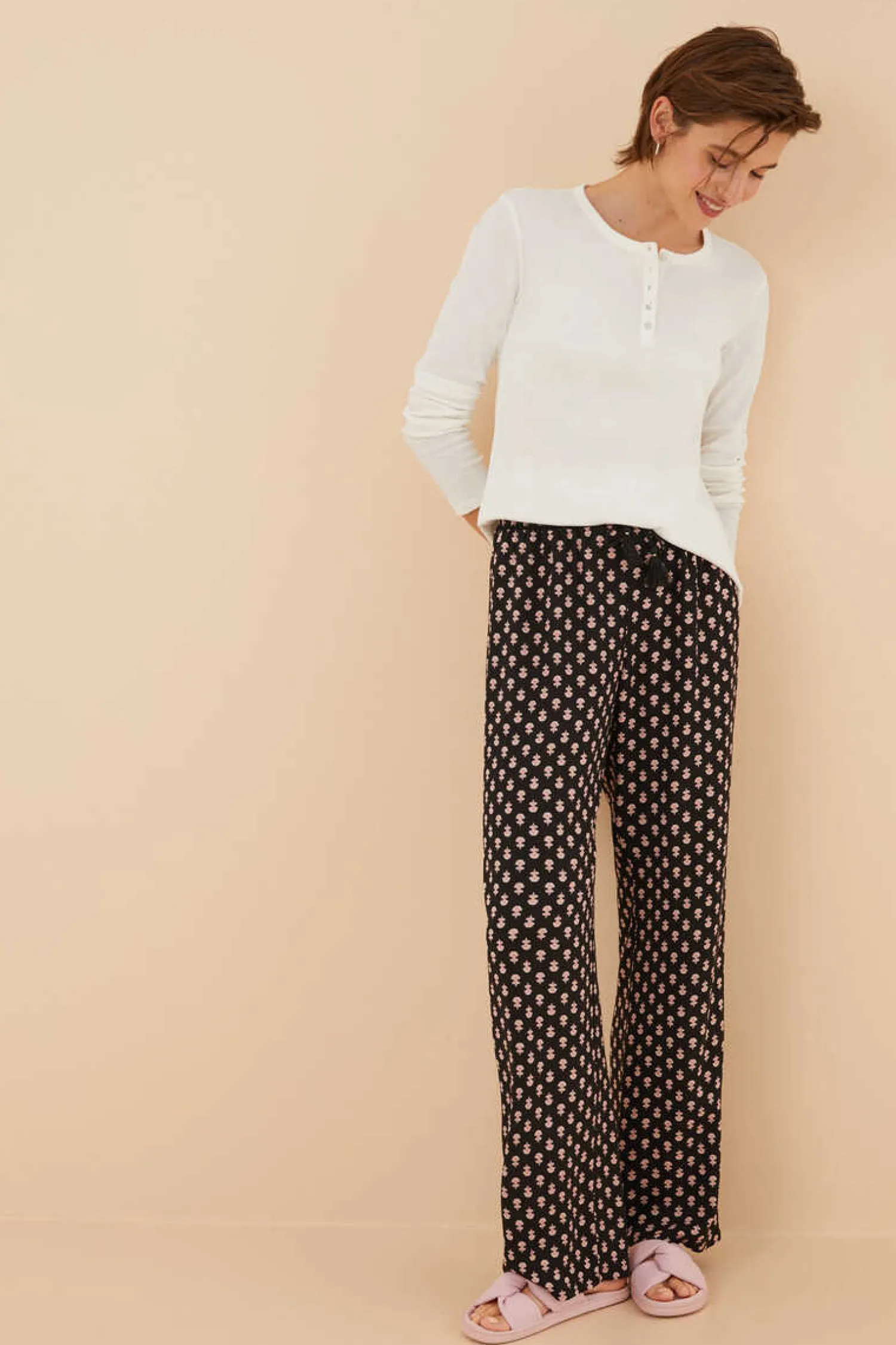 Women'secret Pijamas-T-Shirt Manga Comprida Branca 100% Algodao