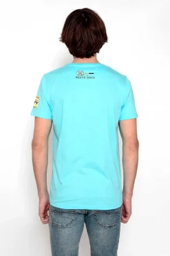 Brave Soul T-Shirt Manga Curta Estampada Azul Online