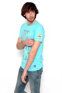 Brave Soul T-Shirt Manga Curta Estampada Azul Online