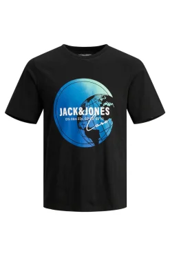 Jack & Jones T-Shirt Manga Curta Estampado Mundo Preto Clearance