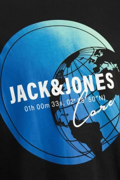 Jack & Jones T-Shirt Manga Curta Estampado Mundo Preto Clearance