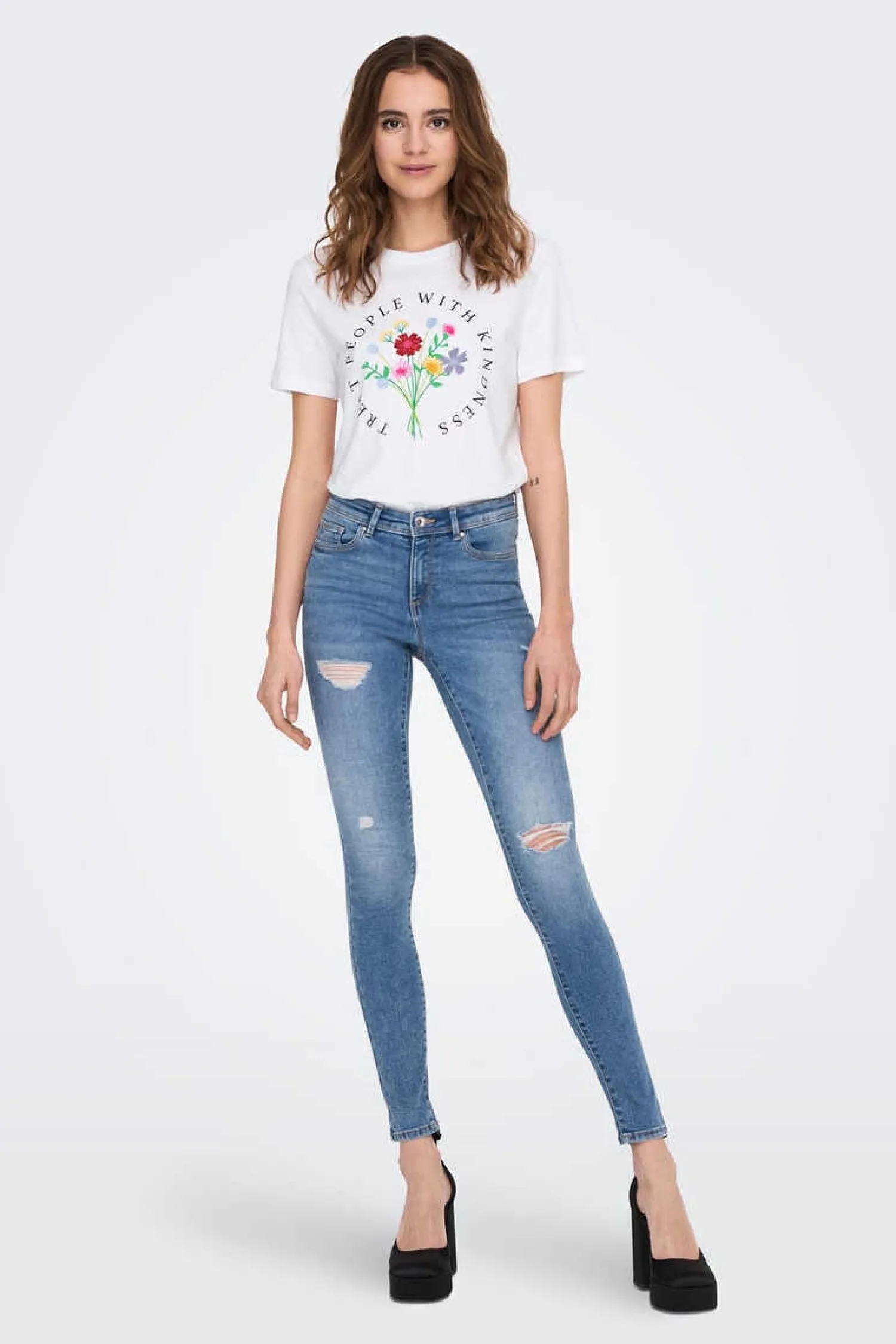 Only T-Shirts-T-Shirt Manga Curto Desenho Love