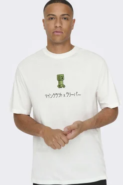 Only & Sons T-Shirt Minecraft Branco Online