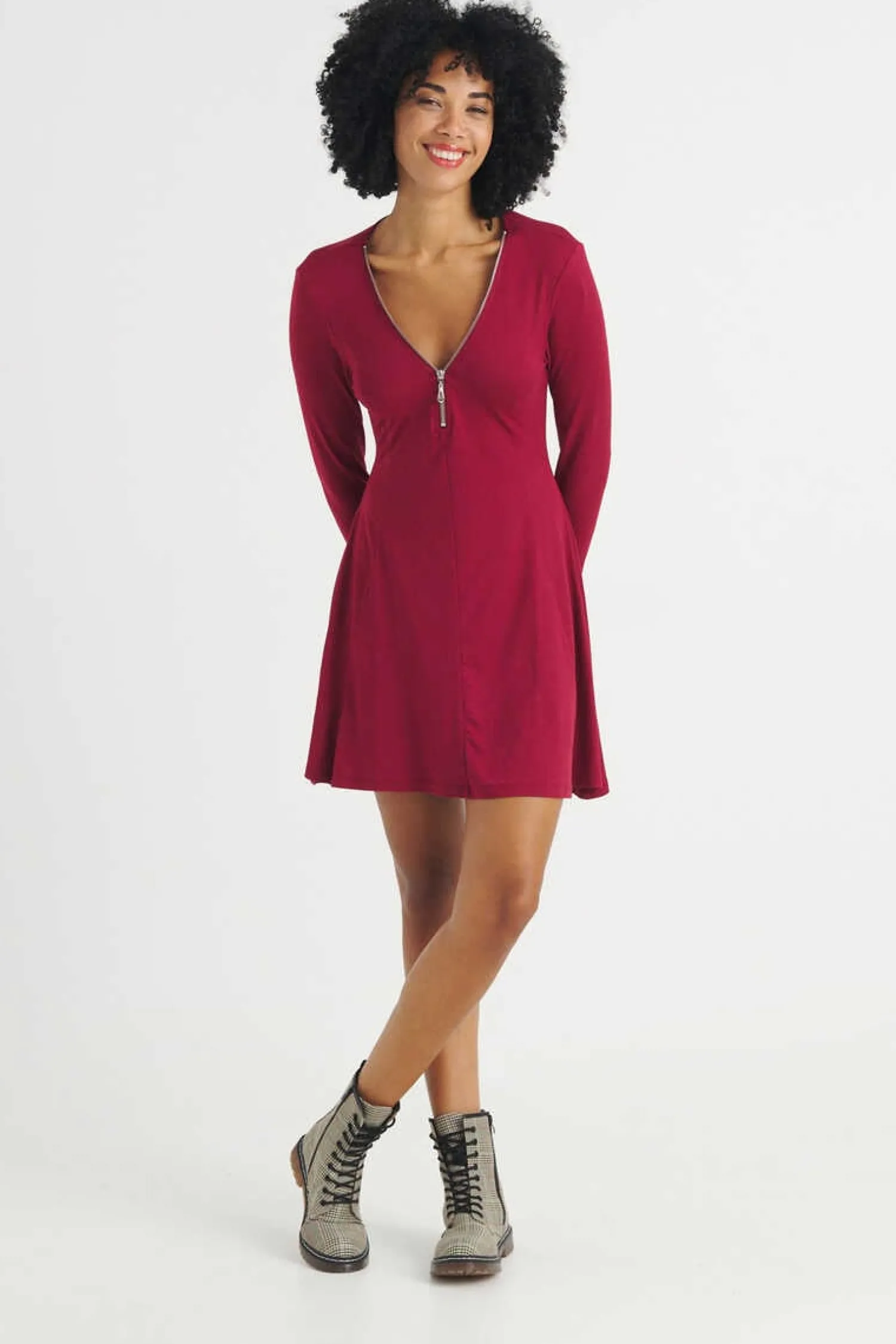 Inside Vestidos E Macacoes-Vestida Fecho-Eclair Central