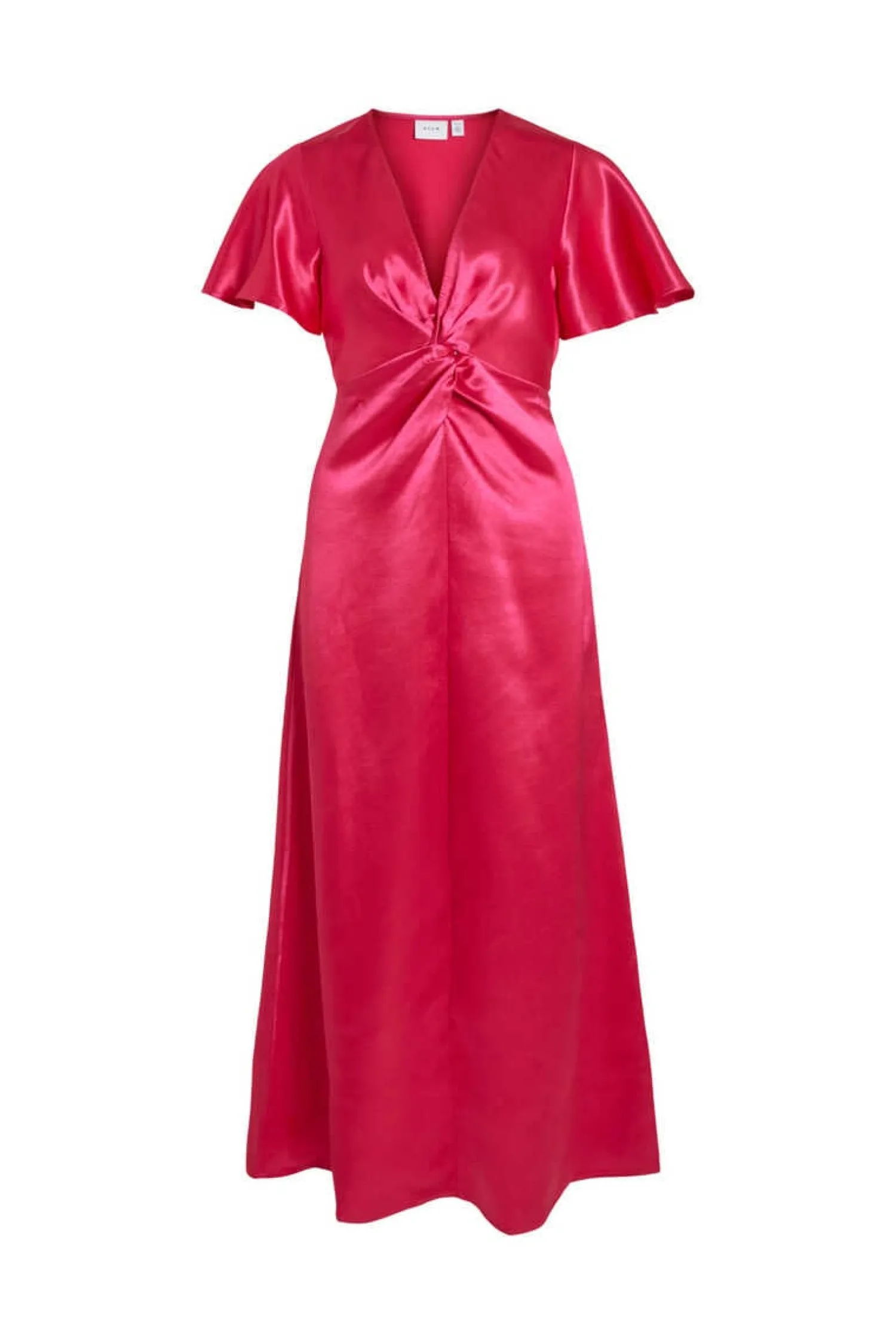 Vila Vestidos E Macacoes-Vestido Acetinado De Manga Curta