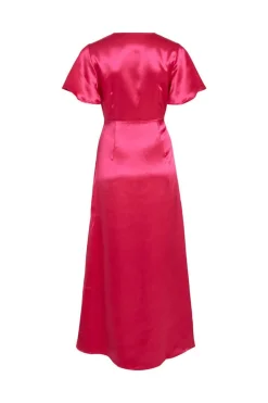 Vila Vestidos E Macacoes-Vestido Acetinado De Manga Curta