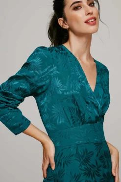 Vila Vestidos E Macacoes-Vestido Acetinado Jacquard