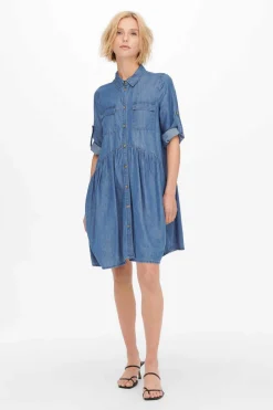 Only Vestidos E Macacoes-Vestido Camiseiro Lyocell