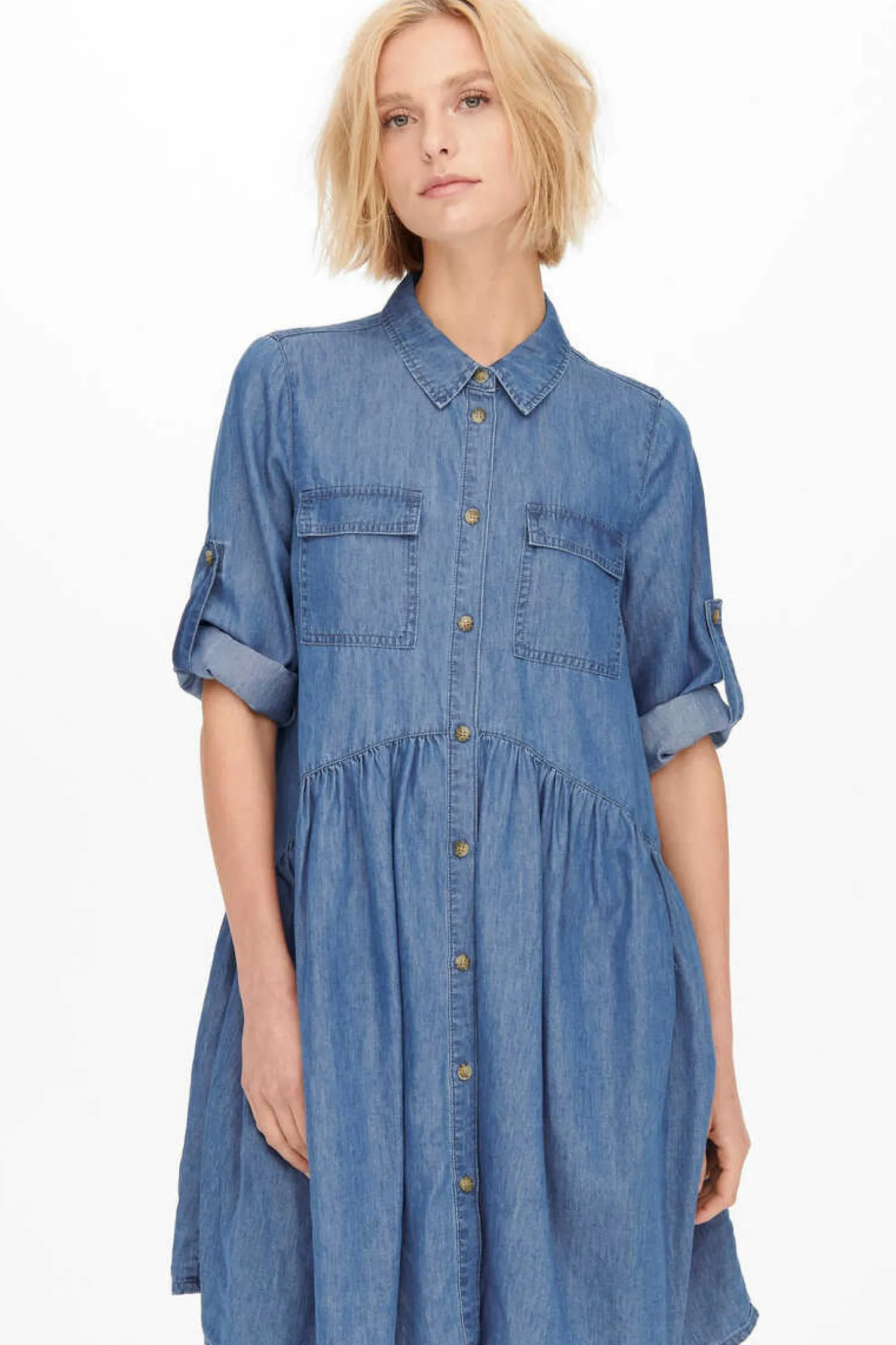 Only Vestidos E Macacoes-Vestido Camiseiro Lyocell