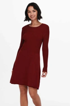 Only Vestidos E Macacoes-Vestido Canelado Manga Comprida