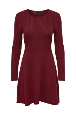 Only Vestidos E Macacoes-Vestido Canelado Manga Comprida