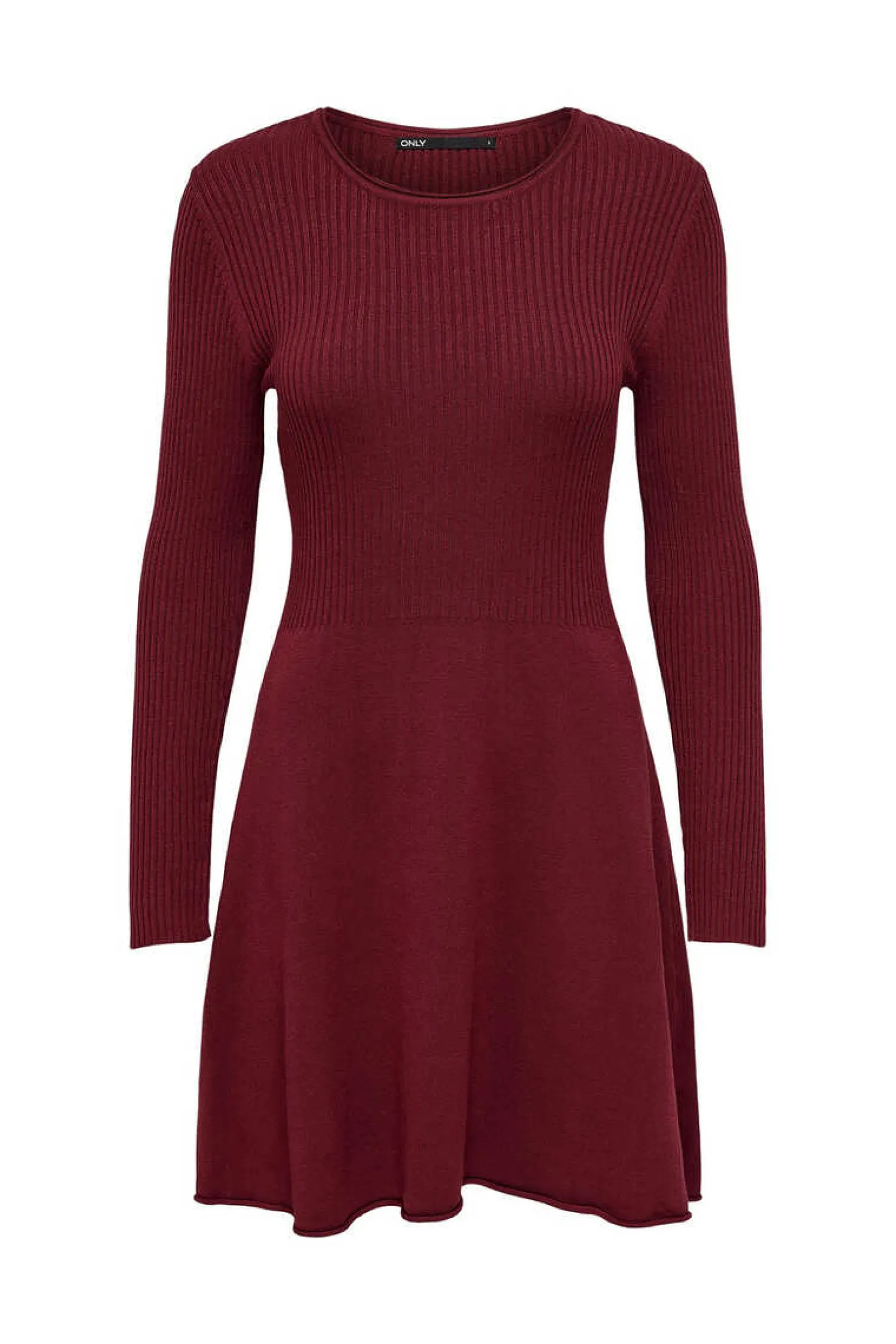 Only Vestidos E Macacoes-Vestido Canelado Manga Comprida