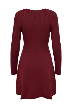 Only Vestidos E Macacoes-Vestido Canelado Manga Comprida