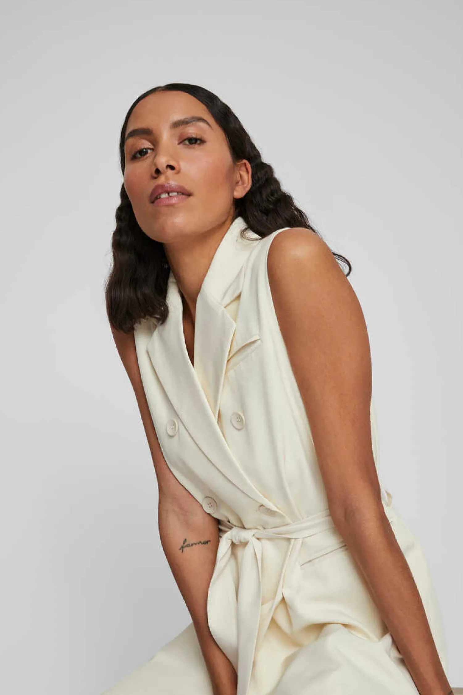 Vila Vestidos E Macacoes-Vestido Colete Blazer