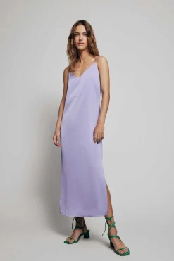 Vila Vestidos E Macacoes-Vestido Comprido De Alcas Acetinado