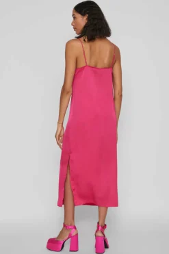 Vila Vestidos E Macacoes-Vestido Comprido De Alcas Acetinado