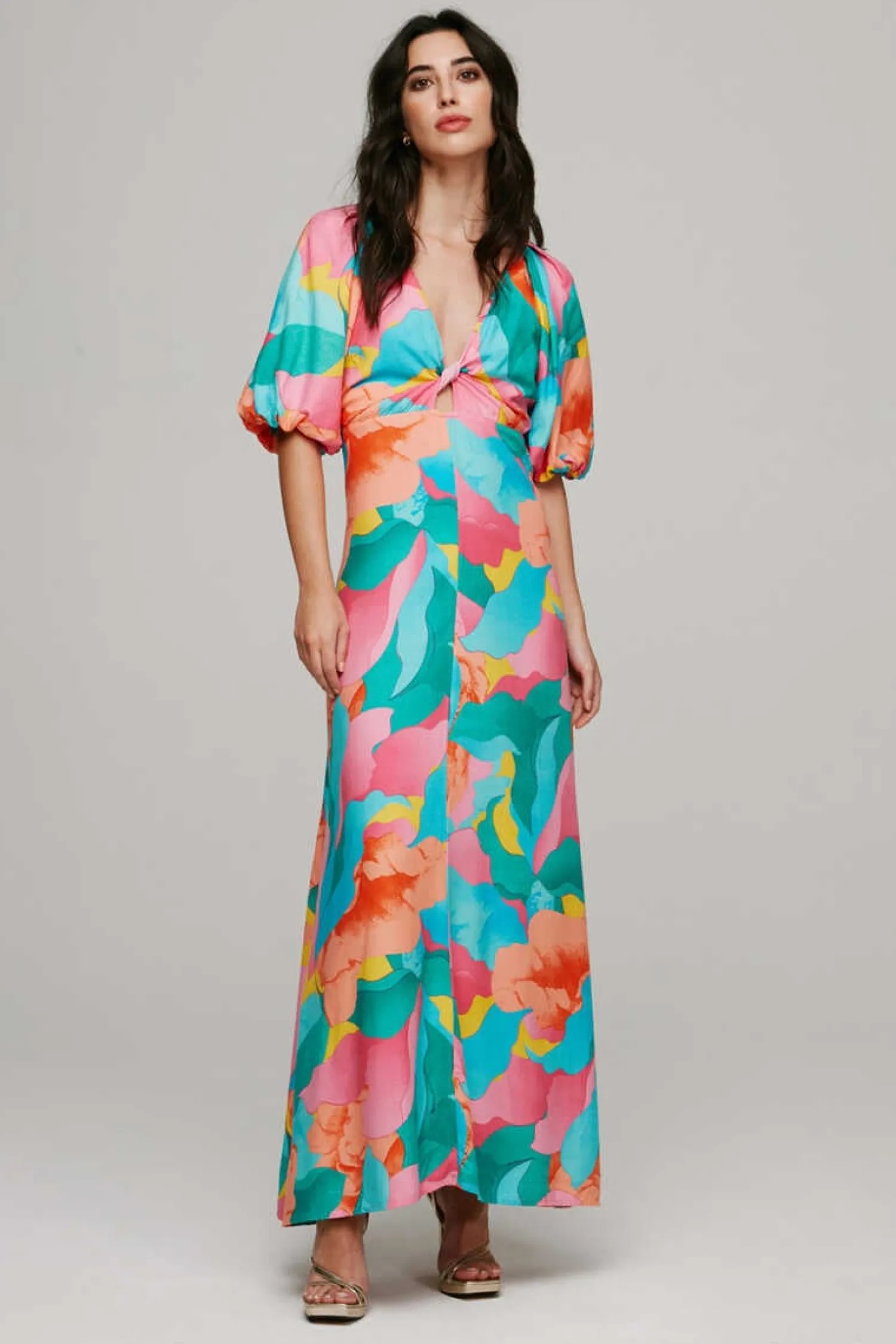 Vila Vestidos E Macacoes-Vestido Comprido De Manga Curta