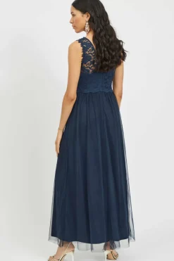 Vila Vestidos E Macacoes-Vestido Comprido Saia Tule