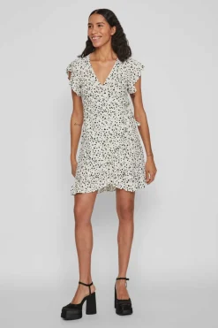 Vila Vestidos E Macacoes-Vestido Curto Com Folhos