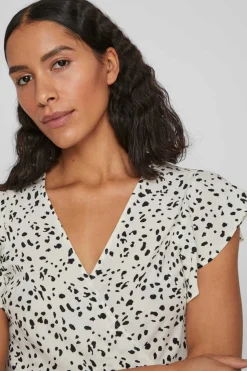 Vila Vestidos E Macacoes-Vestido Curto Com Folhos