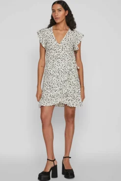 Vila Vestidos E Macacoes-Vestido Curto Com Folhos