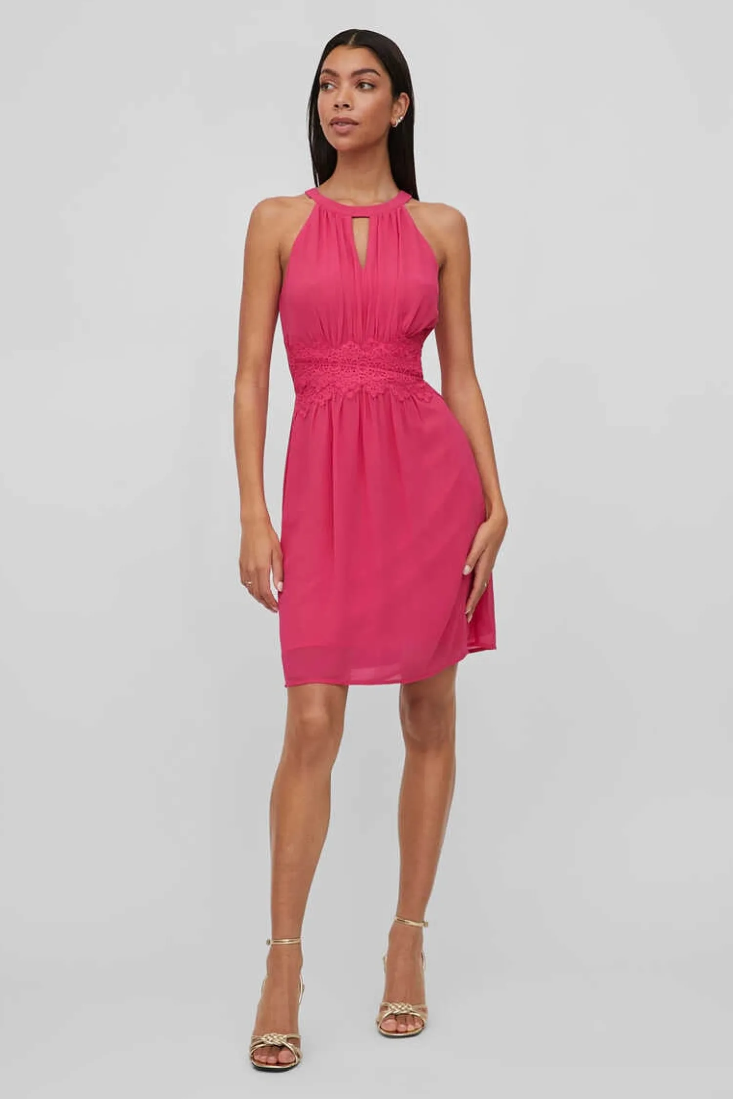 Vila Vestidos E Macacoes-Vestido Curto Com Gola Halter