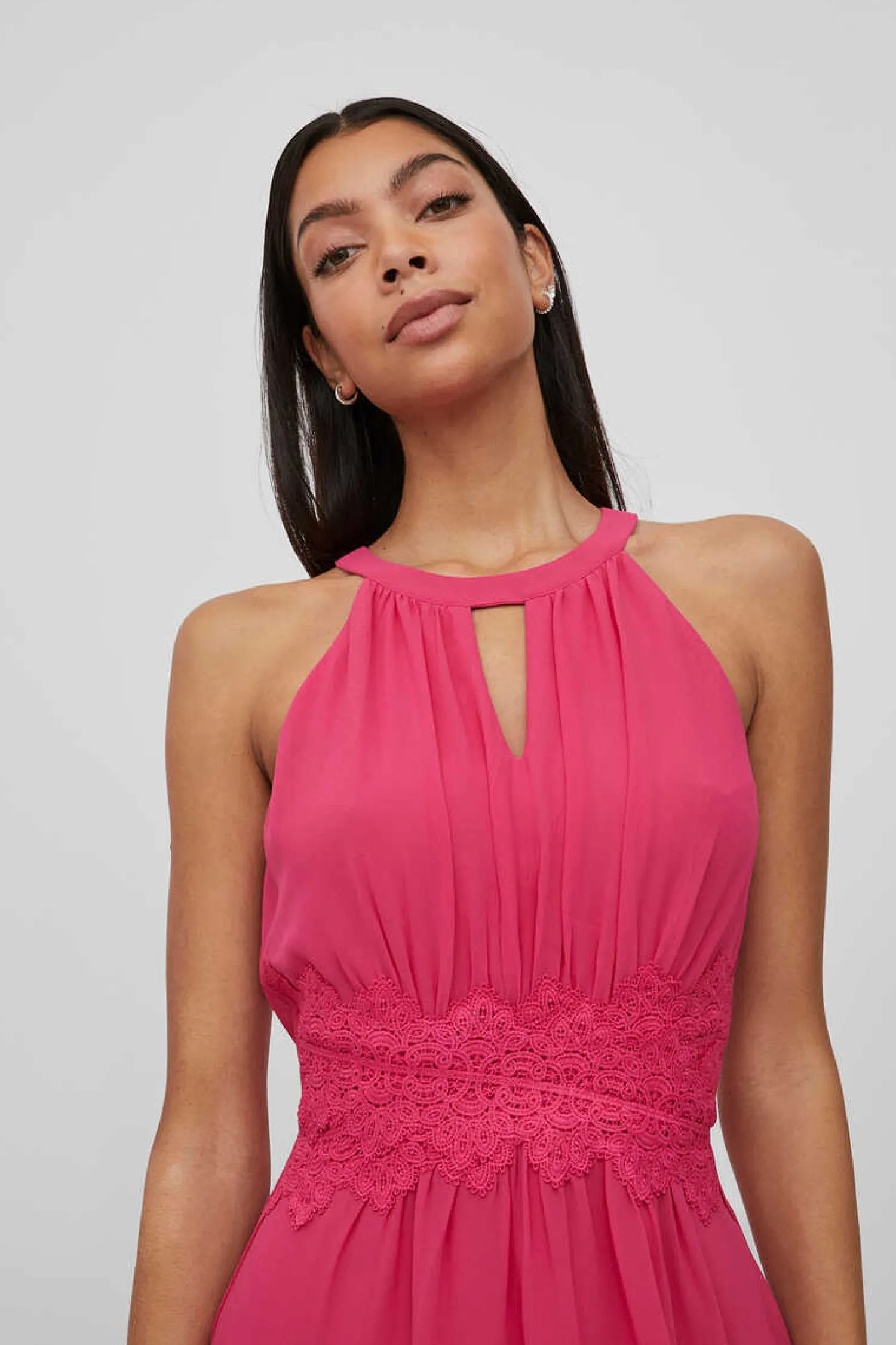 Vila Vestidos E Macacoes-Vestido Curto Com Gola Halter