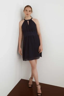 Vila Vestidos E Macacoes-Vestido Curto Com Gola Halter