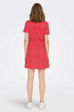 Only Vestidos E Macacoes-Vestido Curto Corte Regular Decote Em V