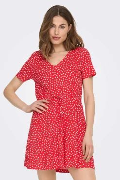 Only Vestidos E Macacoes-Vestido Curto Corte Regular Decote Em V