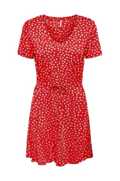 Only Vestidos E Macacoes-Vestido Curto Corte Regular Decote Em V