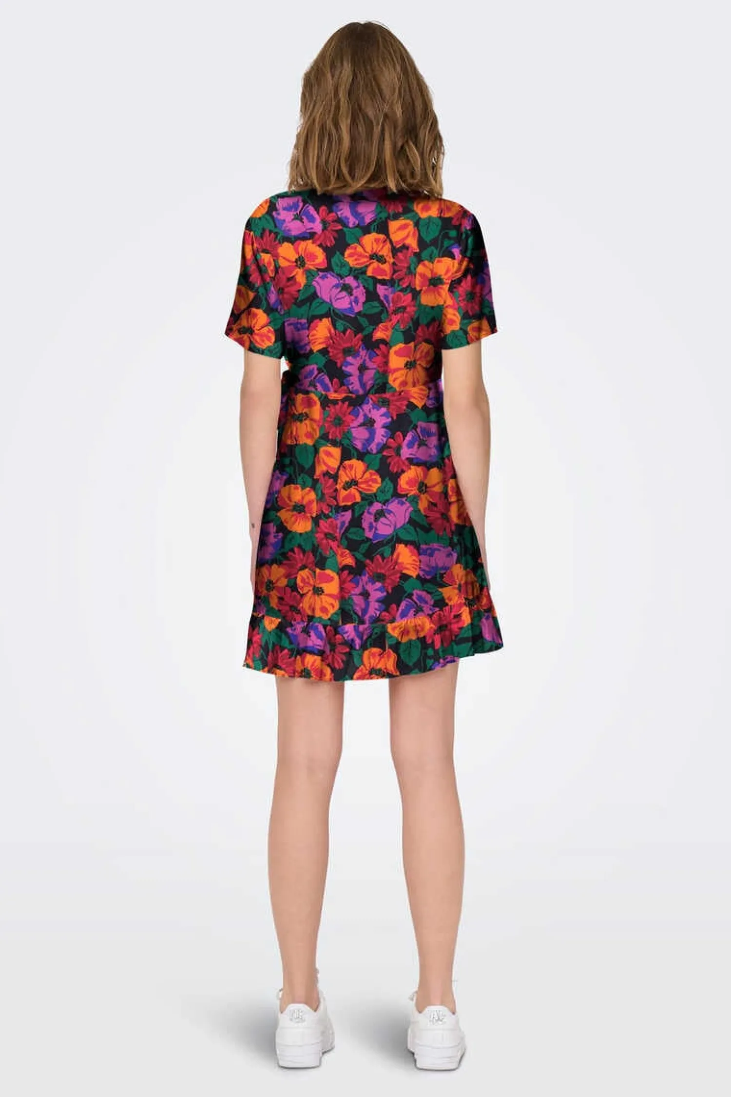 Only Vestidos E Macacoes-Vestido Curto Cruzado De Manga Curta