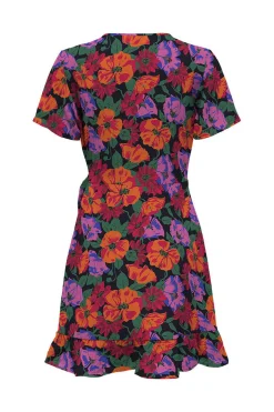 Only Vestidos E Macacoes-Vestido Curto Cruzado De Manga Curta