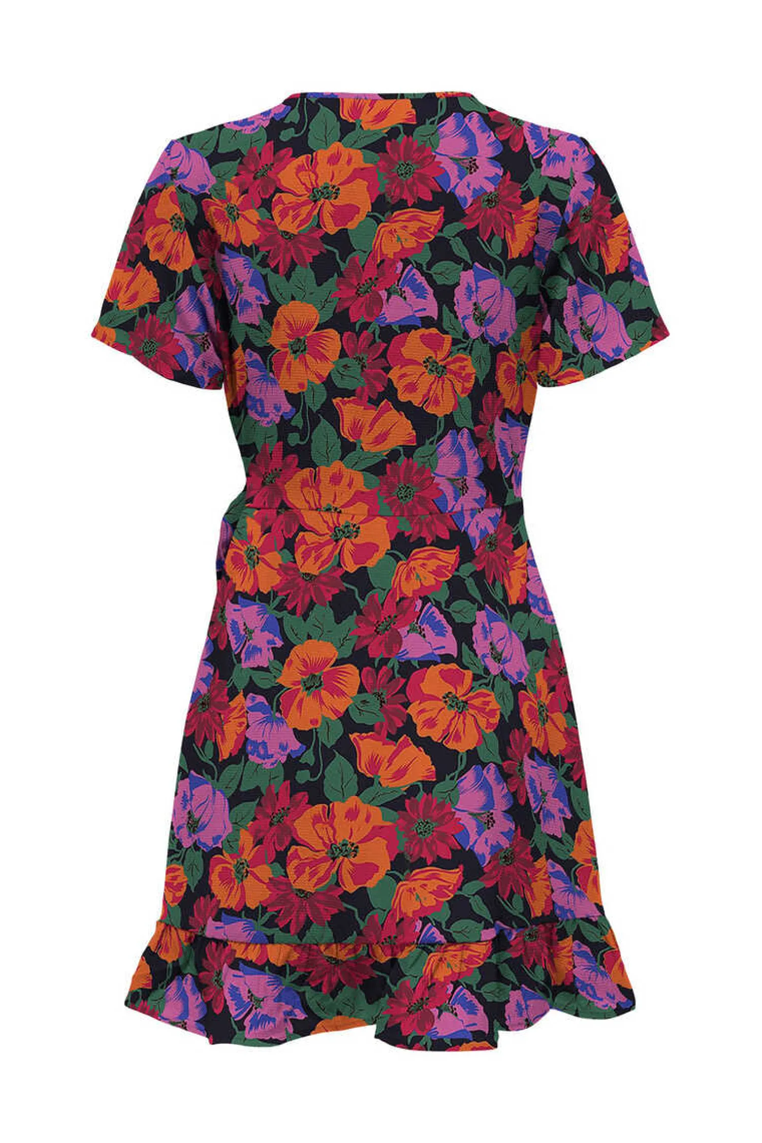 Only Vestidos E Macacoes-Vestido Curto Cruzado De Manga Curta